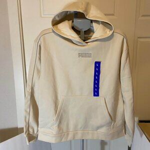 PUMA Women’s Off-White Pullover Hoodie Sweatshirt Size L NWT